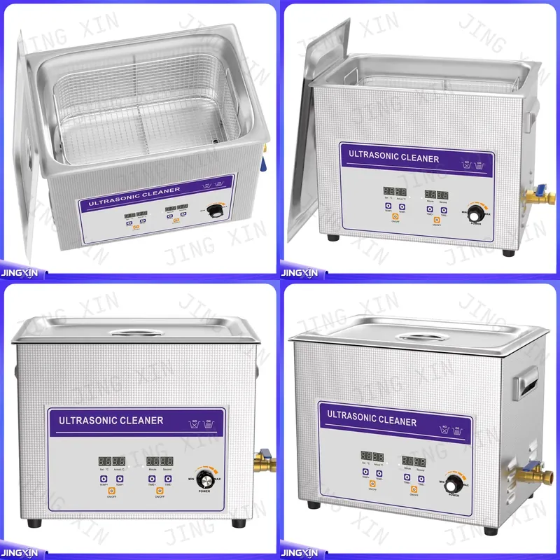 Ultrasonic Cleaner With Drain Valve Valve - 10L卓上型超音波洗浄機、タイマー付き加熱、出力調整可能（0-360W）、排水バルブ付き、プロフェッショナルラボ・歯科用